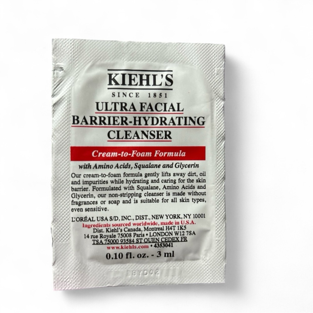 Three Kiehl's Ultra Facial Cleanser Sachet samples